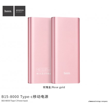 B15-8000 Type-C Power Bank - Rose Gold