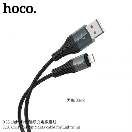 X38 Cool Charging Data Cable For Lightning - Black