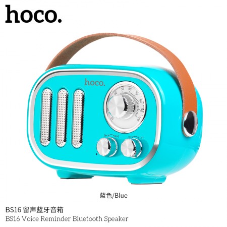 BS16 Voice Reminder Bluetooth Speaker-Blue